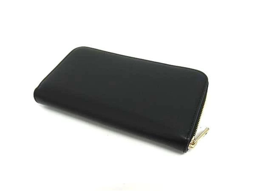 Salvatore Ferragamo Black Zip Gancini JL Round Long Wallet Leather Black